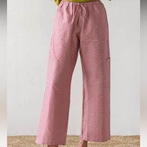Donni Taffeta Drawstring Cargo Silk Baggy Trousers Pants Bell Pepper Red Gingham